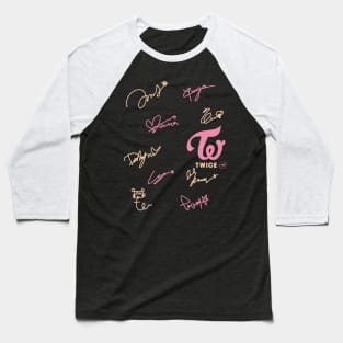 Diseño con los autografos de TWICE Baseball T-Shirt